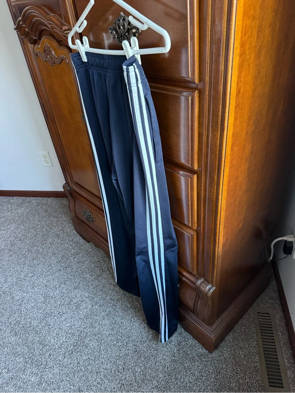 adidas Men’s unisex Navy Track Pants with Side Stripes